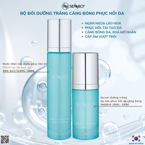  Bộ đôi sản phẩm dưỡng trắng căng bóng phục hồi tái tạo da dưỡng ẩm Sennio SNO 670-23 