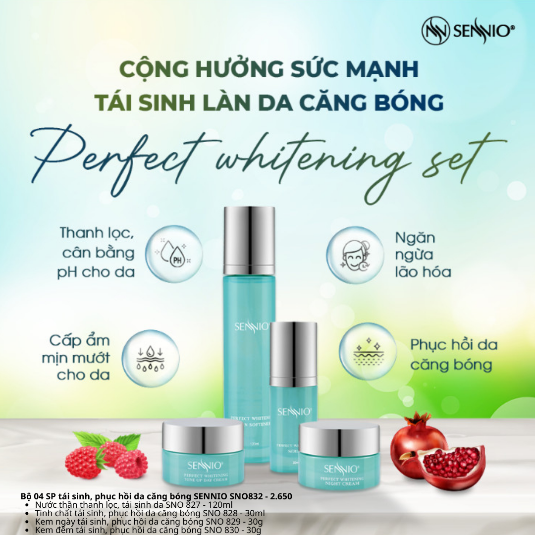  Bộ 04 SP tái sinh, phục hồi da căng bóng Sennio - SENNIO SNO 832 
