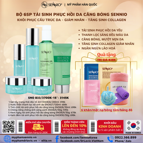  Bộ 06 SP tái sinh, phục hồi da căng bóng Sennio - SENNIO SNO 833 