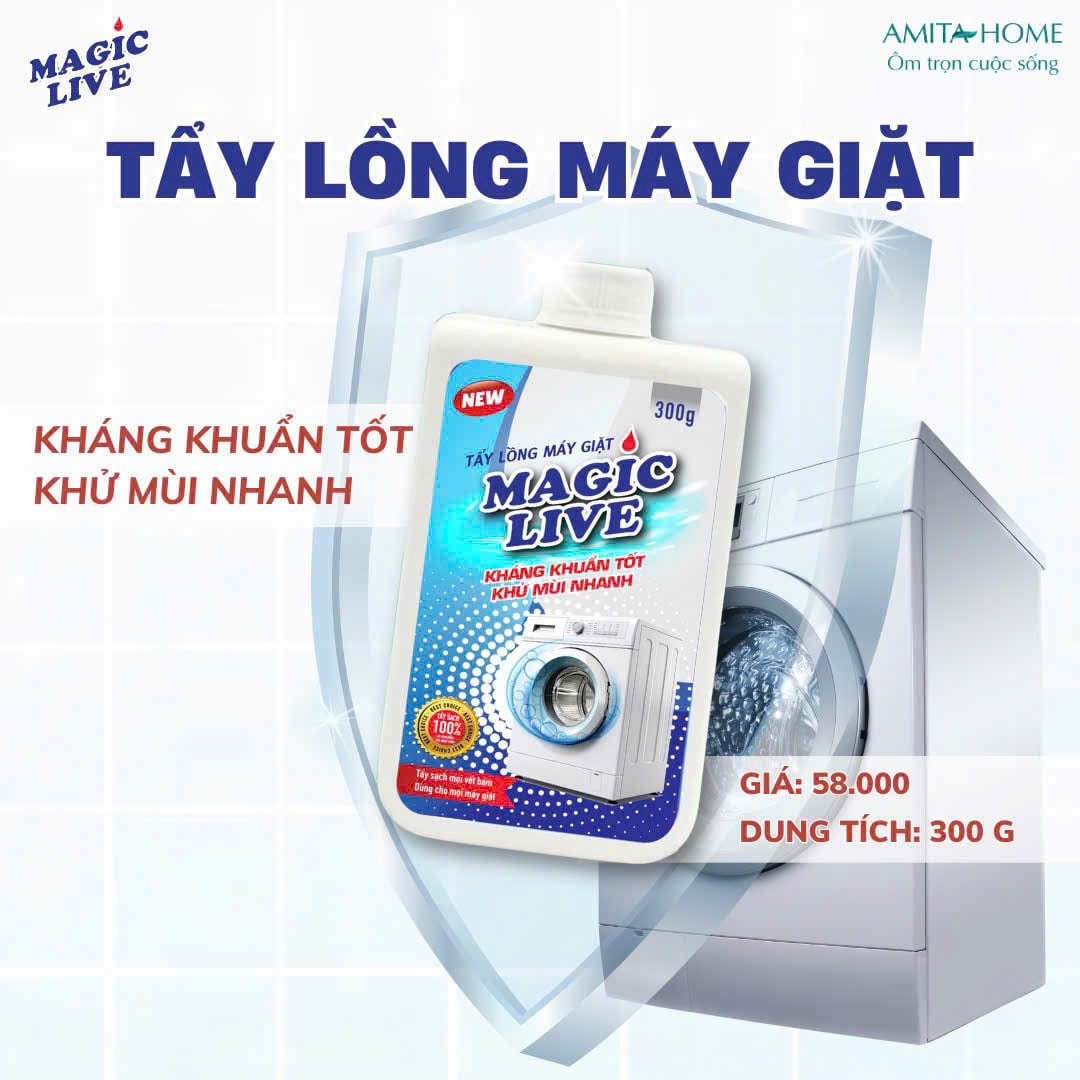  Tẩy lồng máy giặt khử mùi, ngăn ngừa vi khuẩn, loại bỏ vết mốc bám lâu ngày Magic Live - 300g 