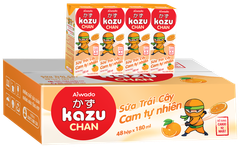 Sữa trái cây Aiwado Kazu Chan - Cam tự nhiên (thùng 48 hộp 180ml)