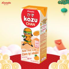 Sữa trái cây Aiwado Kazu Chan - Cam tự nhiên (thùng 48 hộp 180ml)