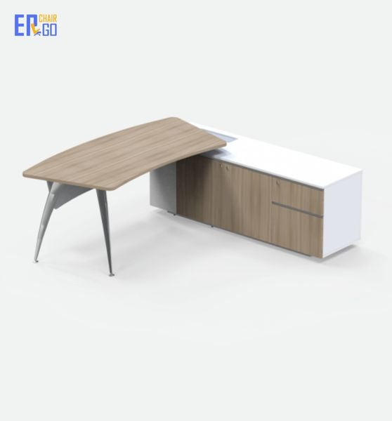  Bàn lãnh đạo liền tủ E-Curve BGD02-1818 (Bàn 1800x800x750 mm, Tủ 1800x450x630 mm) 