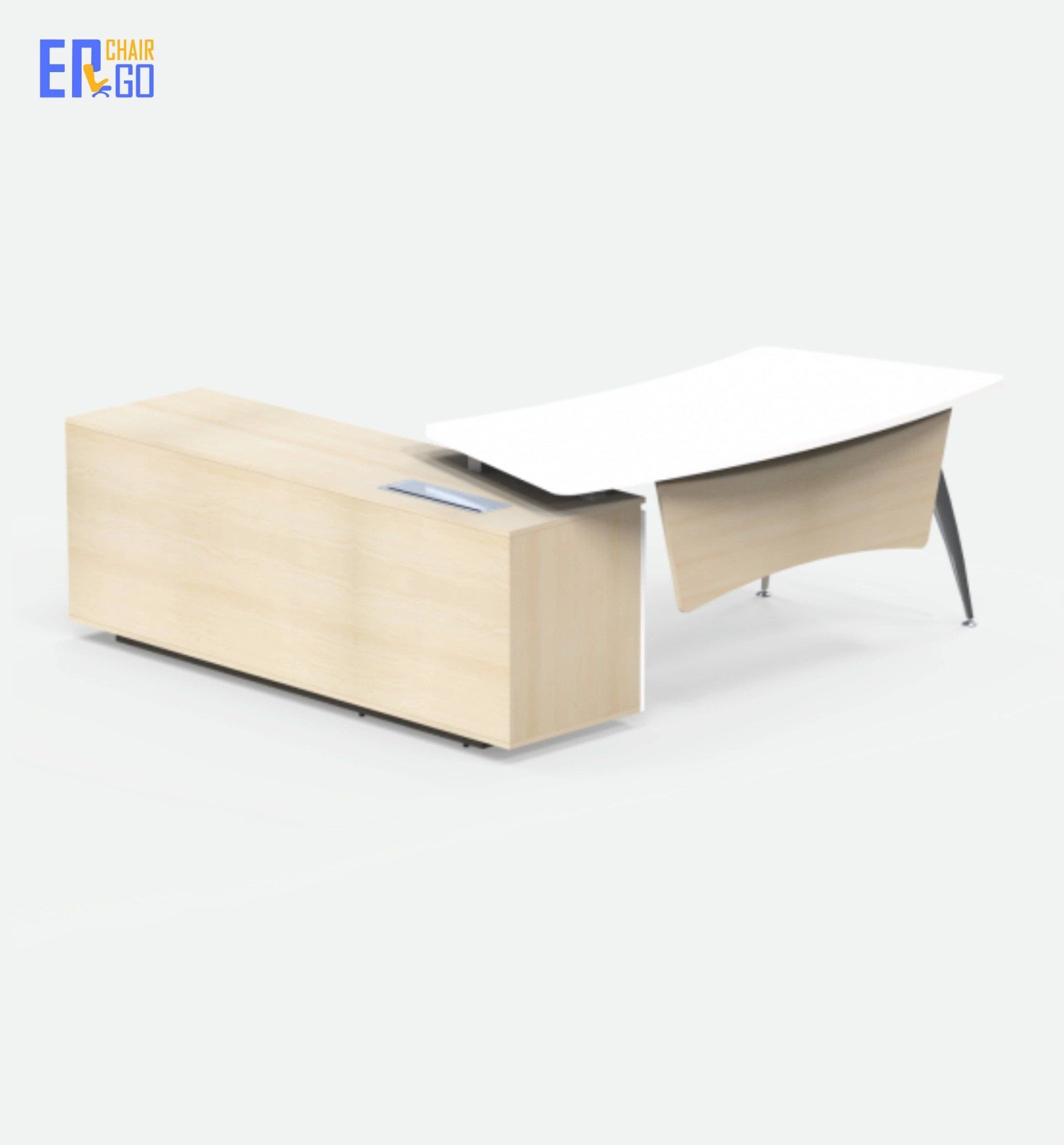  Bàn lãnh đạo liền tủ E-Curve BGD02-2018 (Bàn 2000x800x750 mm, Tủ 1800x450x630 mm) 