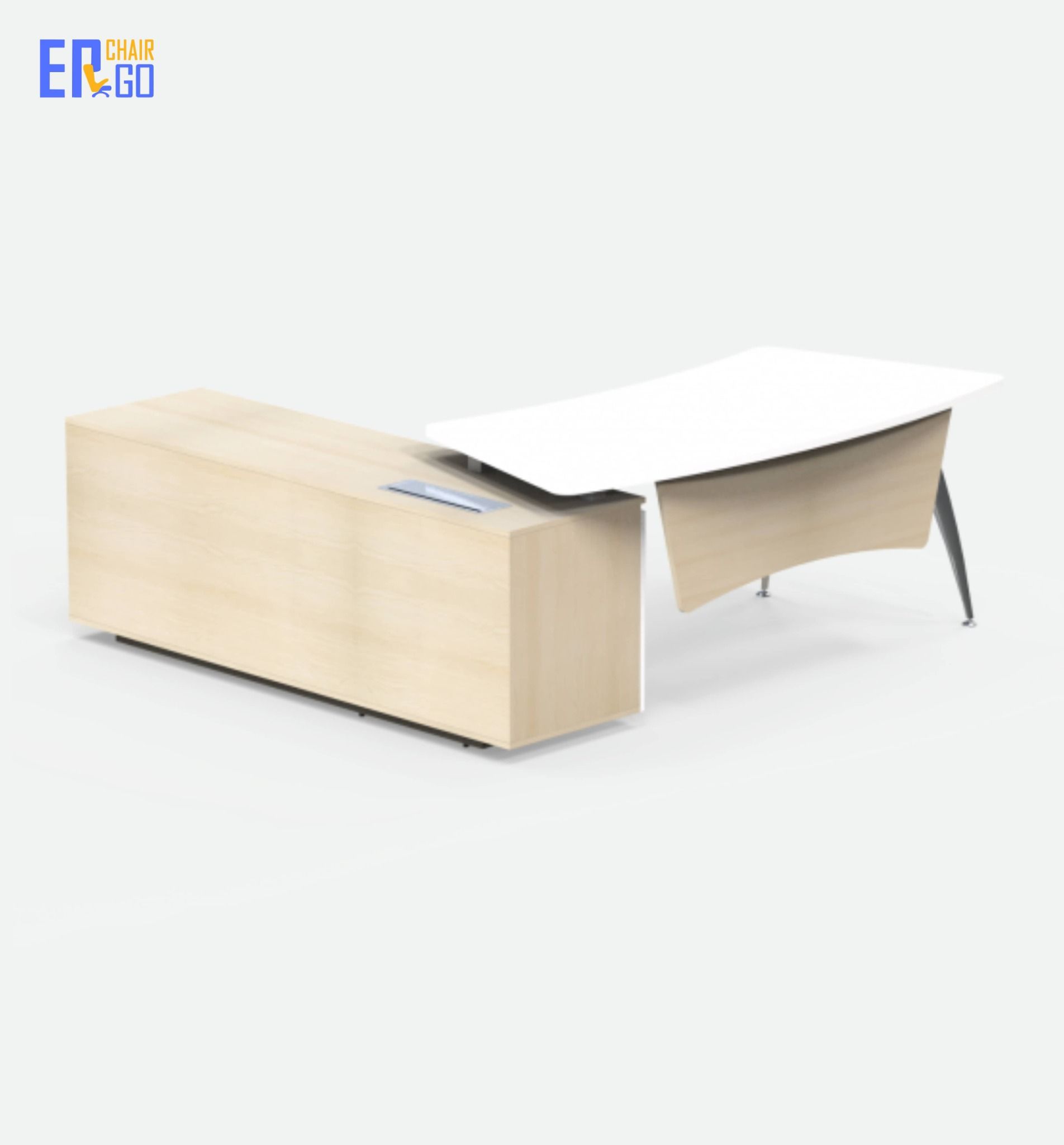  Bàn lãnh đạo liền tủ E-Curve BGD02-1818 (Bàn 1800x800x750 mm, Tủ 1800x450x630 mm) 