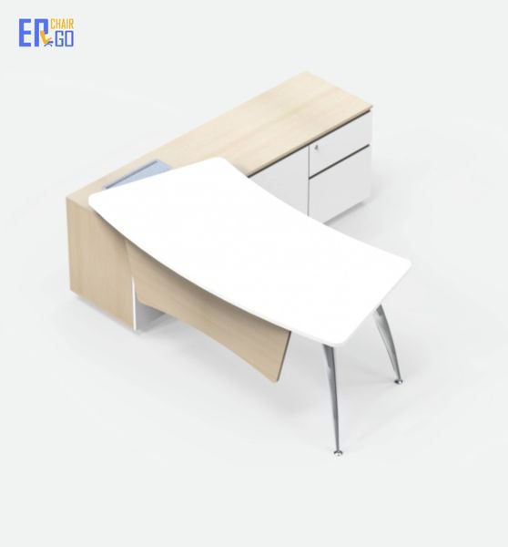  Bàn lãnh đạo liền tủ E-Curve BGD02-2018 (Bàn 2000x800x750 mm, Tủ 1800x450x630 mm) 