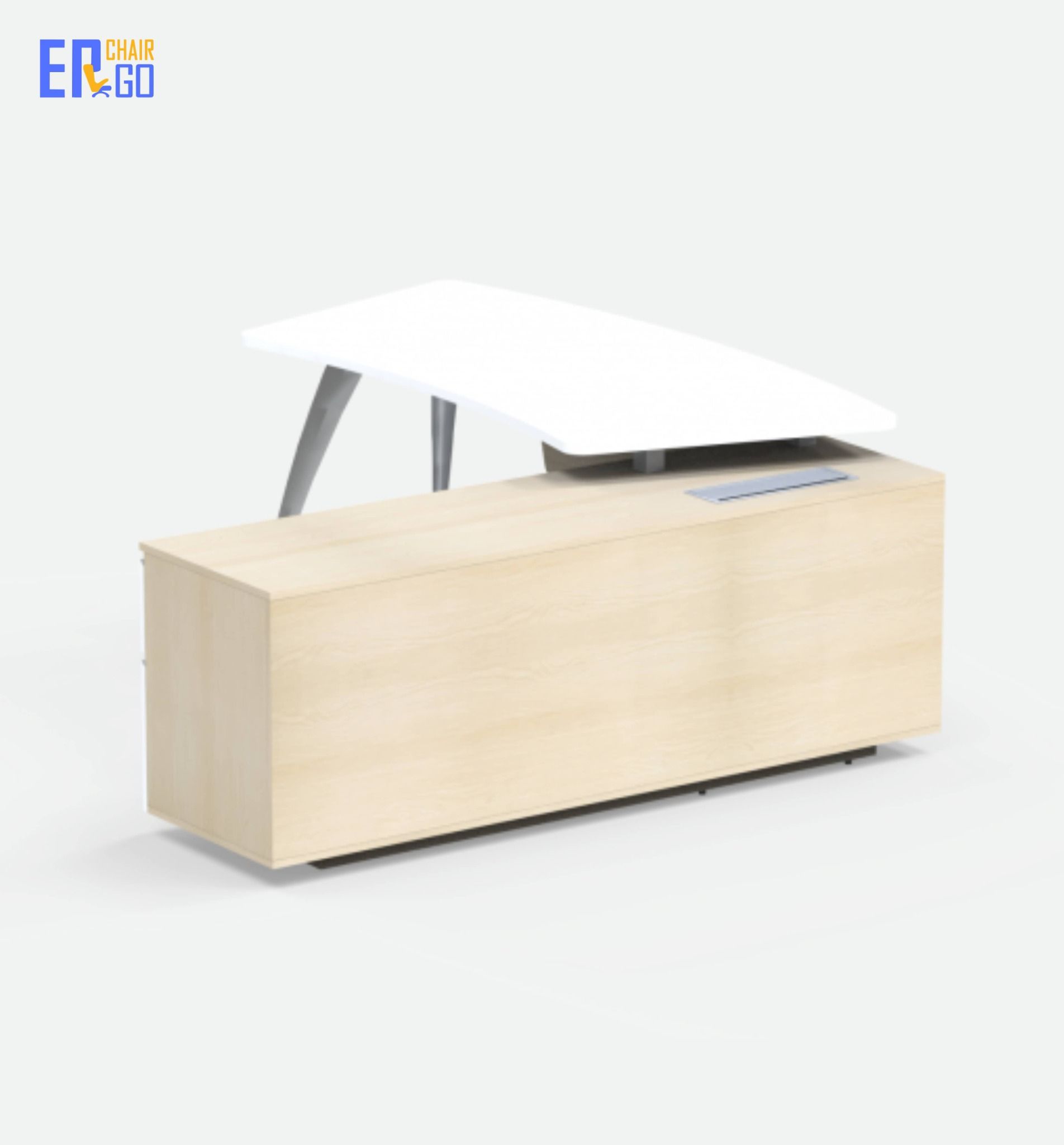  Bàn lãnh đạo liền tủ E-Curve BGD02-1818 (Bàn 1800x800x750 mm, Tủ 1800x450x630 mm) 