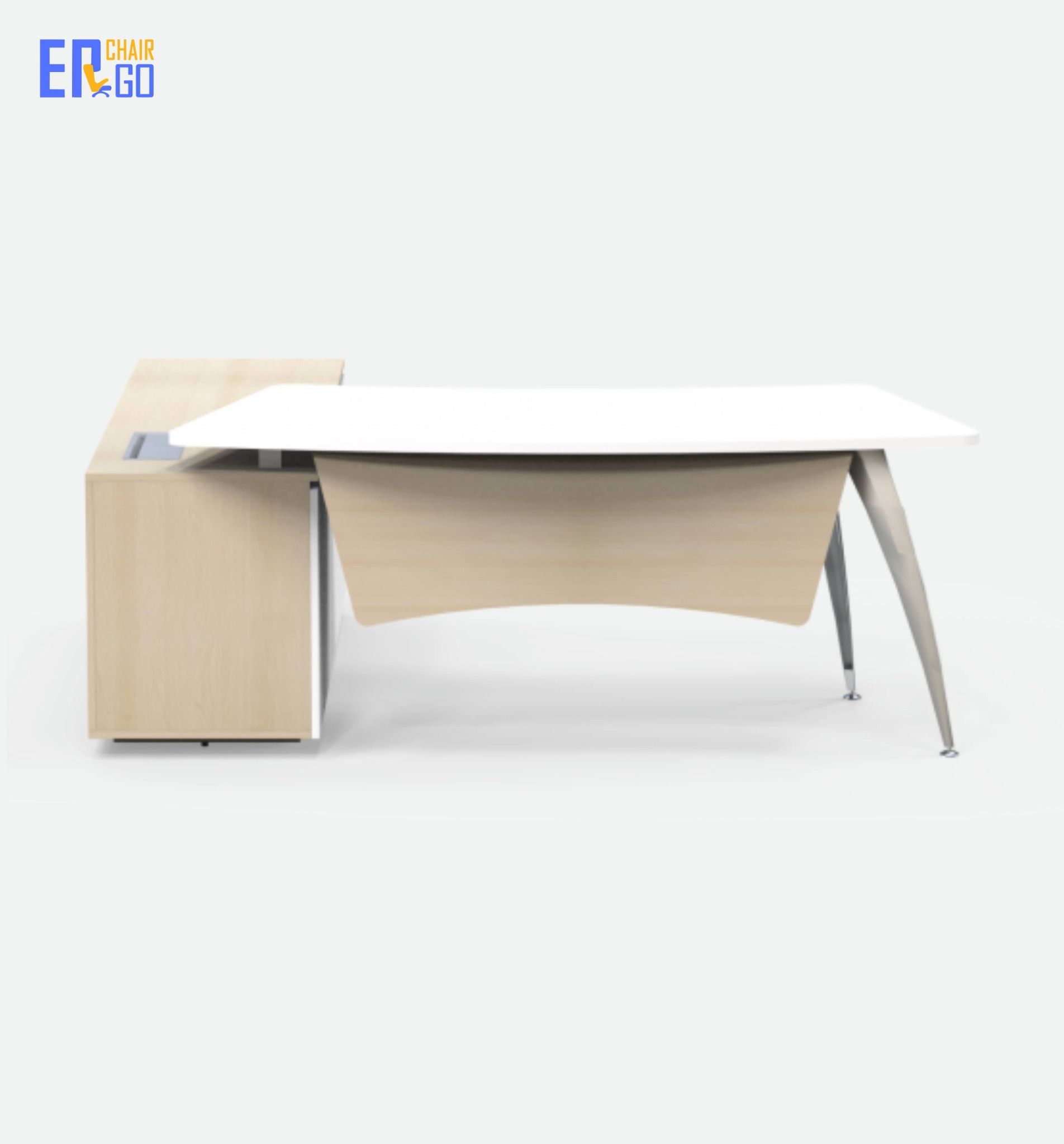  Bàn lãnh đạo liền tủ E-Curve BGD02-2018 (Bàn 2000x800x750 mm, Tủ 1800x450x630 mm) 