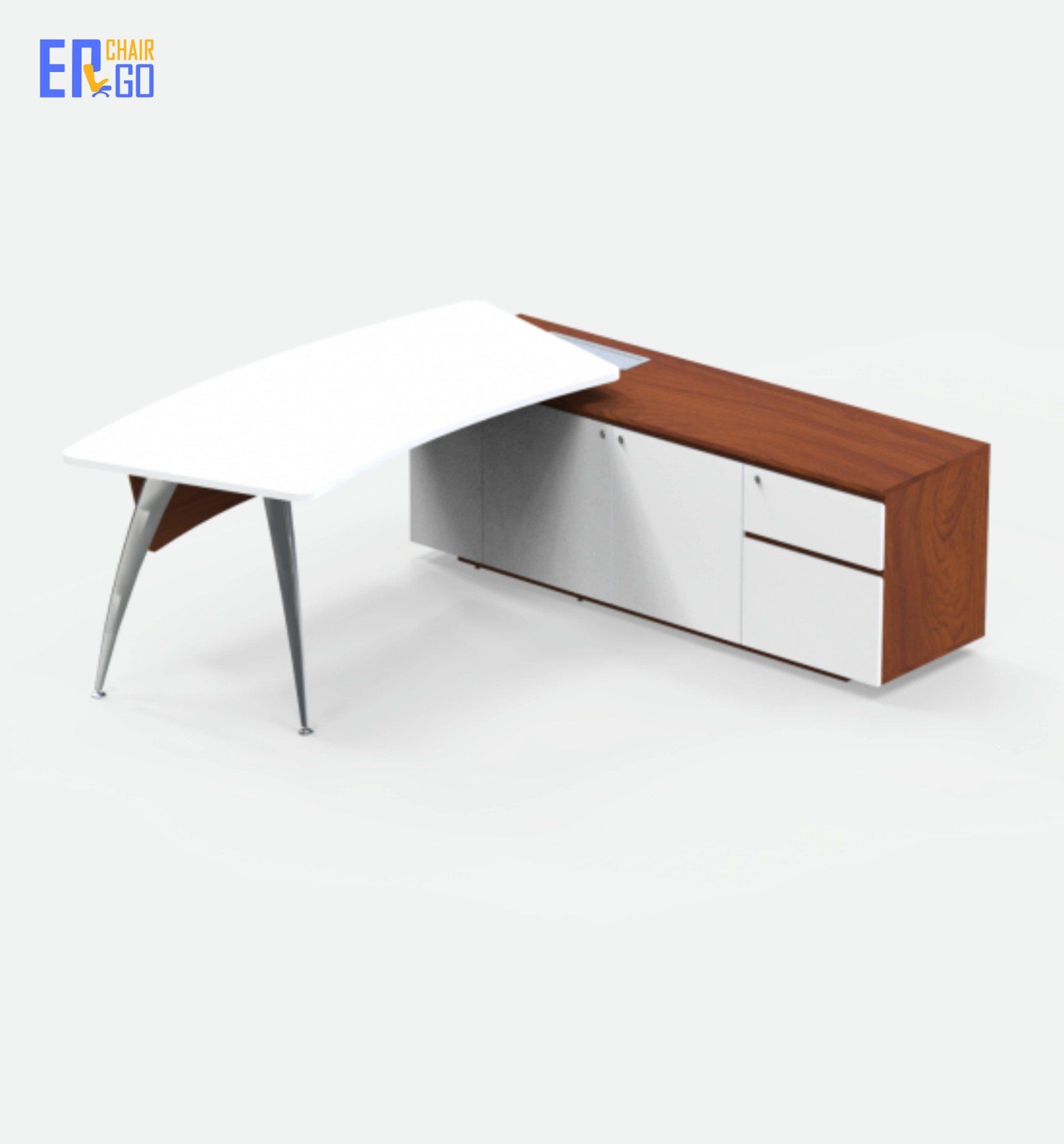  Bàn lãnh đạo liền tủ E-Curve BGD02-1818 (Bàn 1800x800x750 mm, Tủ 1800x450x630 mm) 