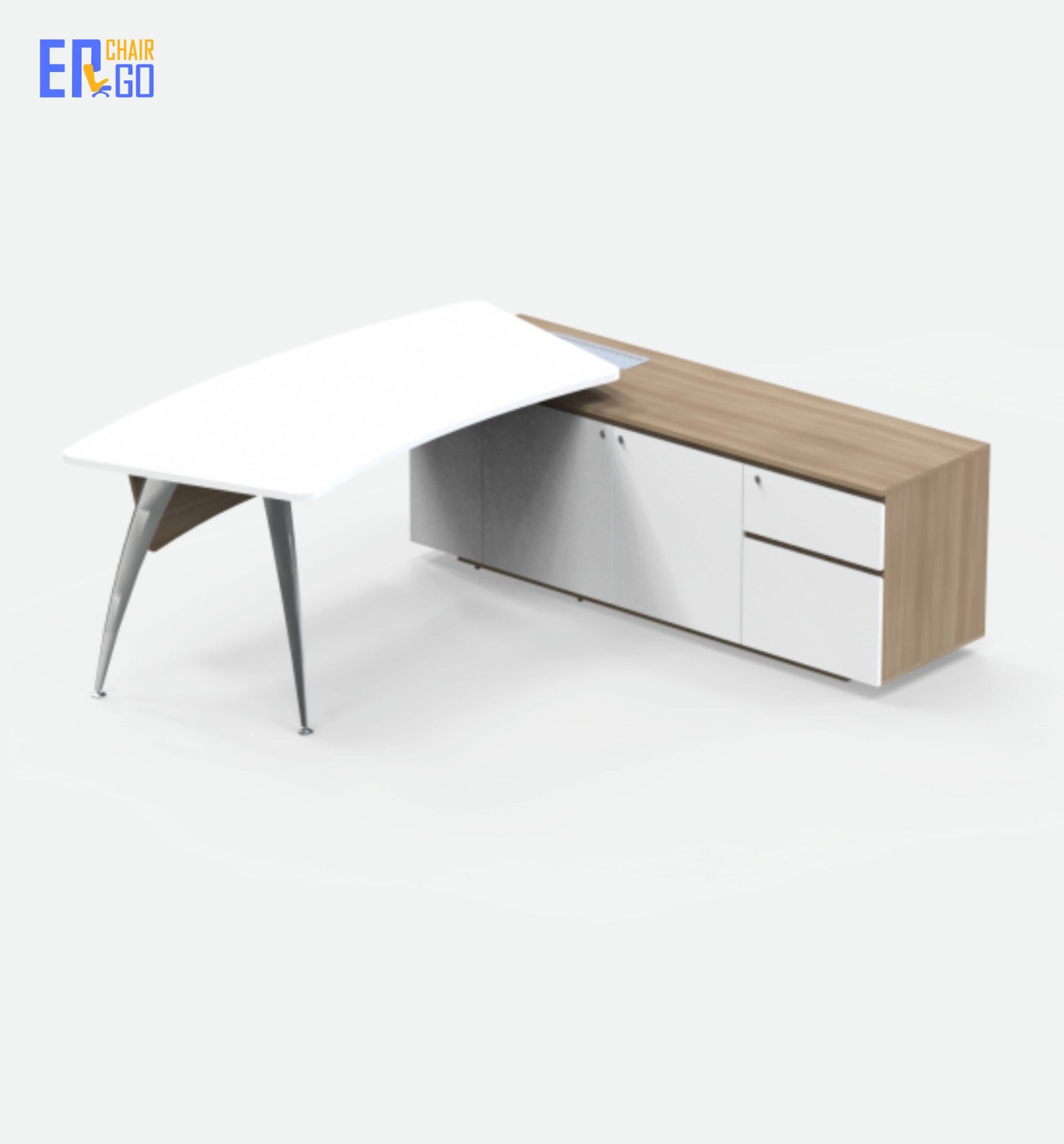  Bàn lãnh đạo liền tủ E-Curve BGD02-2018 (Bàn 2000x800x750 mm, Tủ 1800x450x630 mm) 