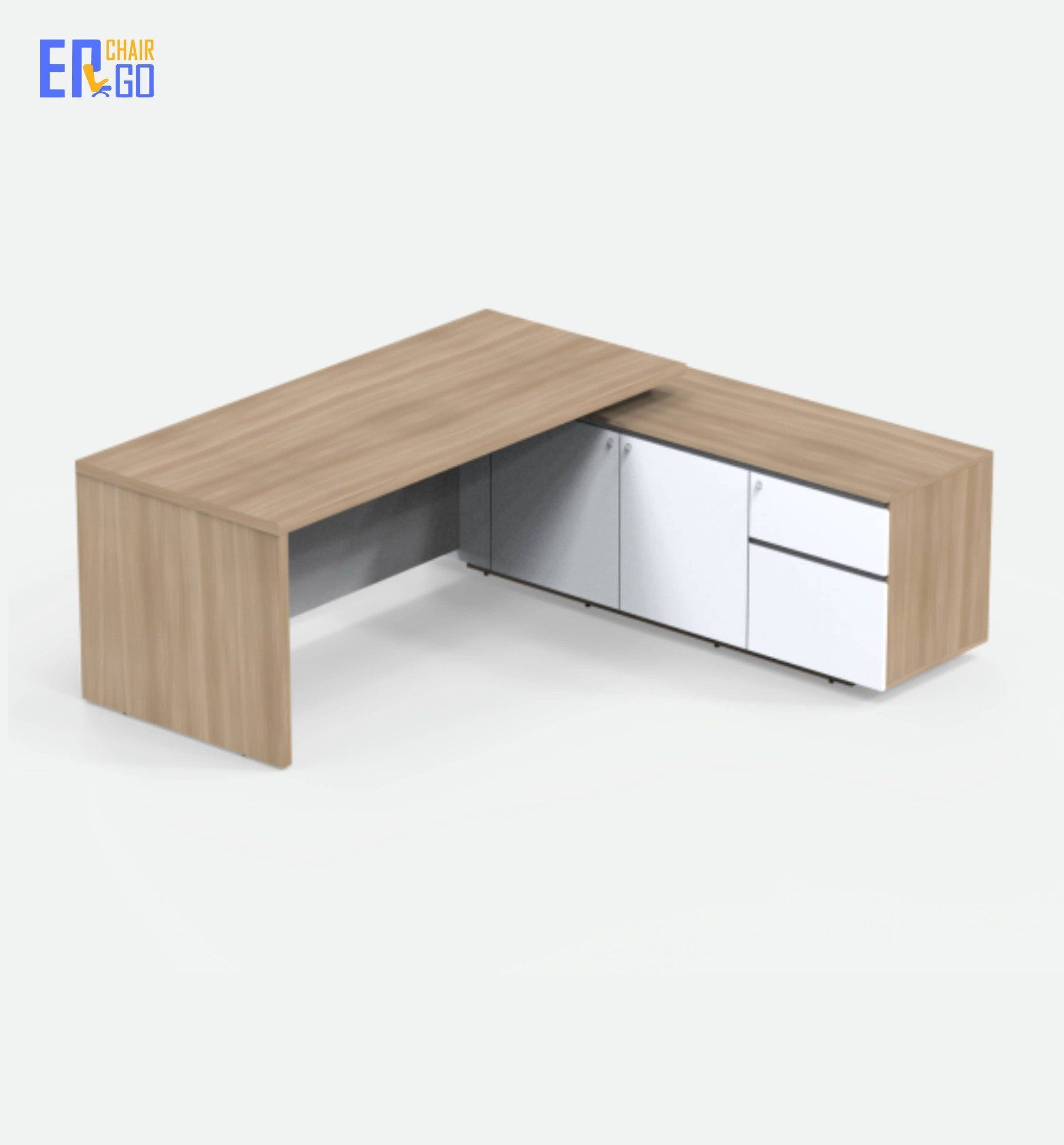  Bàn lãnh đạo liền tủ E-Woodie BGD01-2018 (Bàn 2000x800x750 mm, Tủ 1800x450x630 mm) 