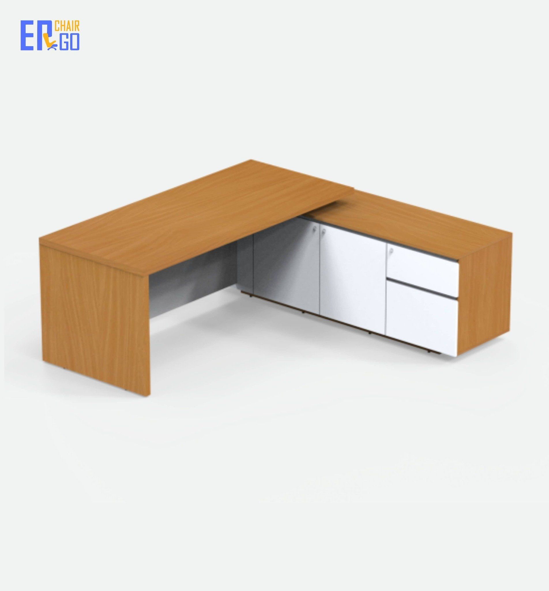  Bàn lãnh đạo liền tủ E-Woodie BGD01-2018 (Bàn 2000x800x750 mm, Tủ 1800x450x630 mm) 