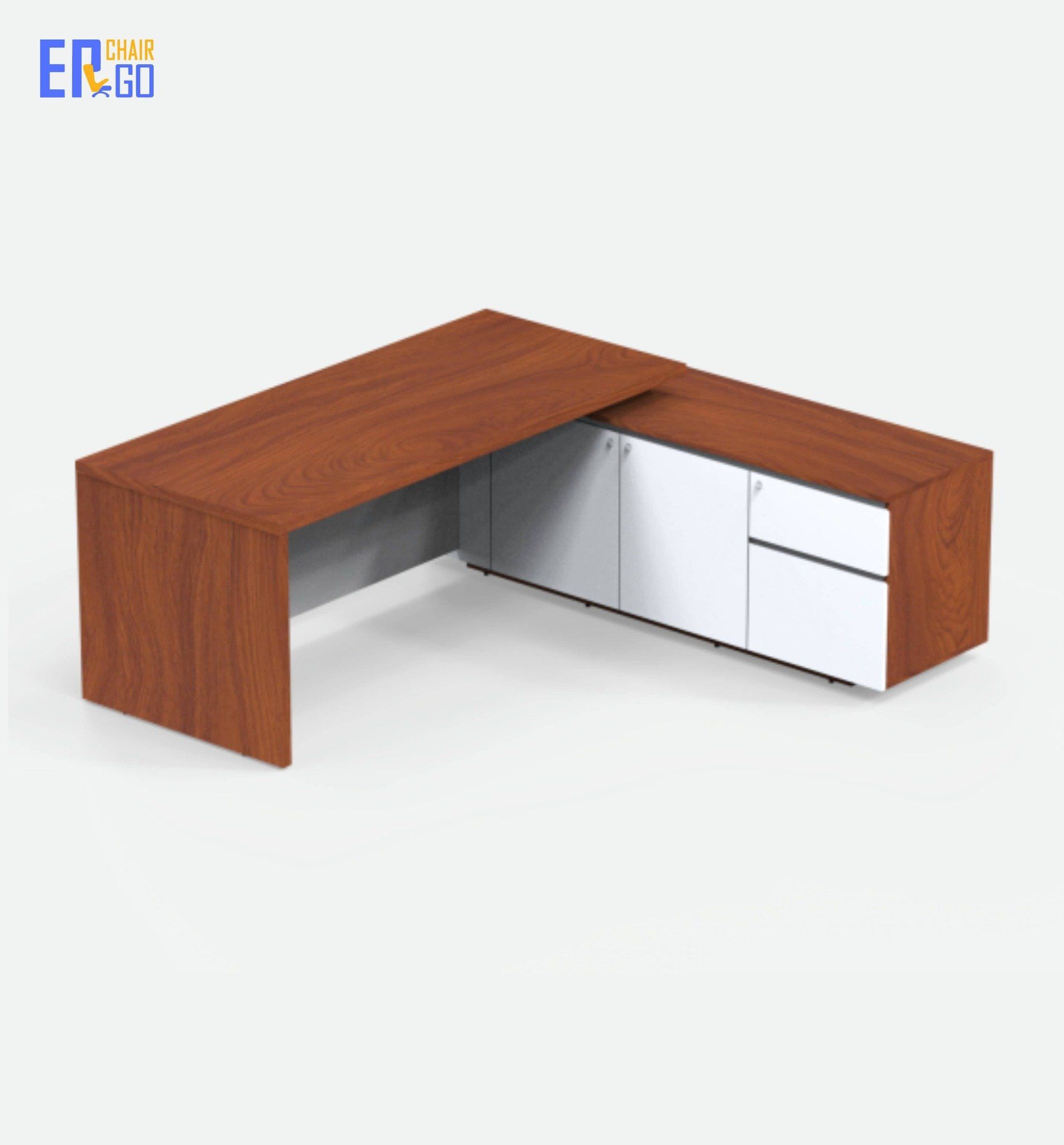  Bàn lãnh đạo liền tủ E-Woodie BGD01-2018 (Bàn 2000x800x750 mm, Tủ 1800x450x630 mm) 