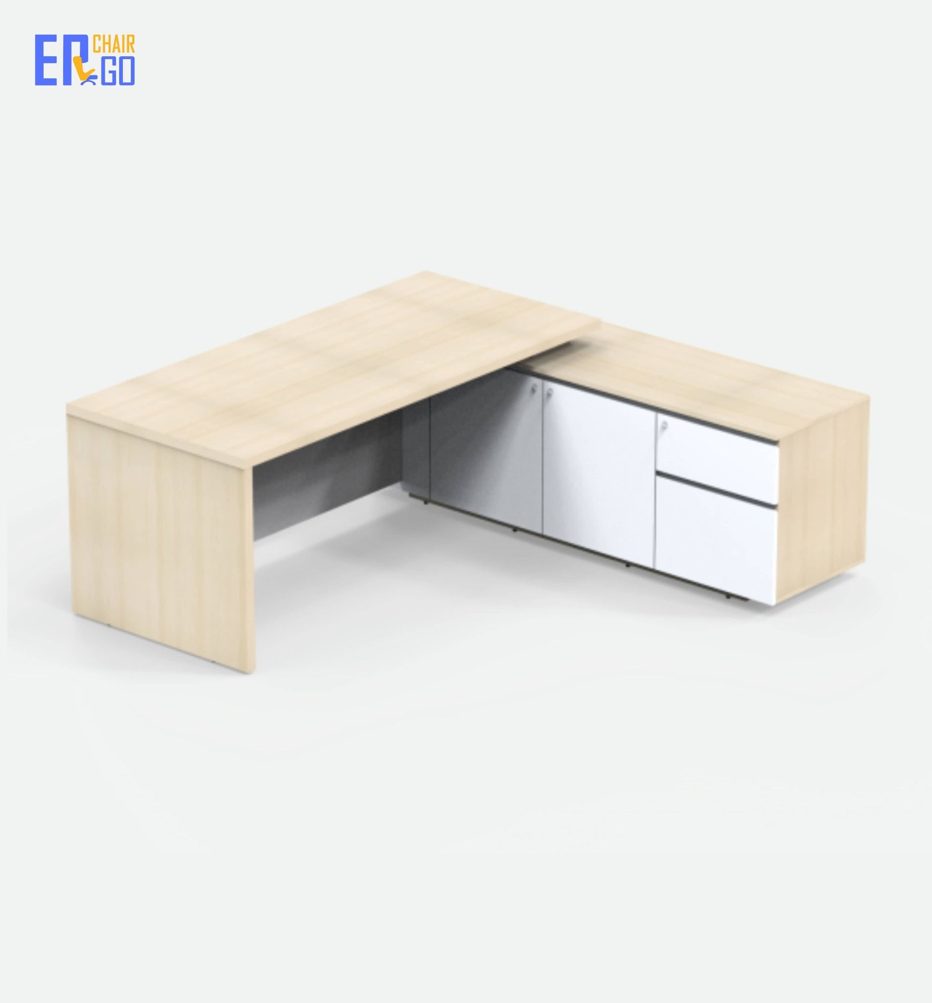  Bàn lãnh đạo liền tủ E-Woodie BGD01-2018 (Bàn 2000x800x750 mm, Tủ 1800x450x630 mm) 