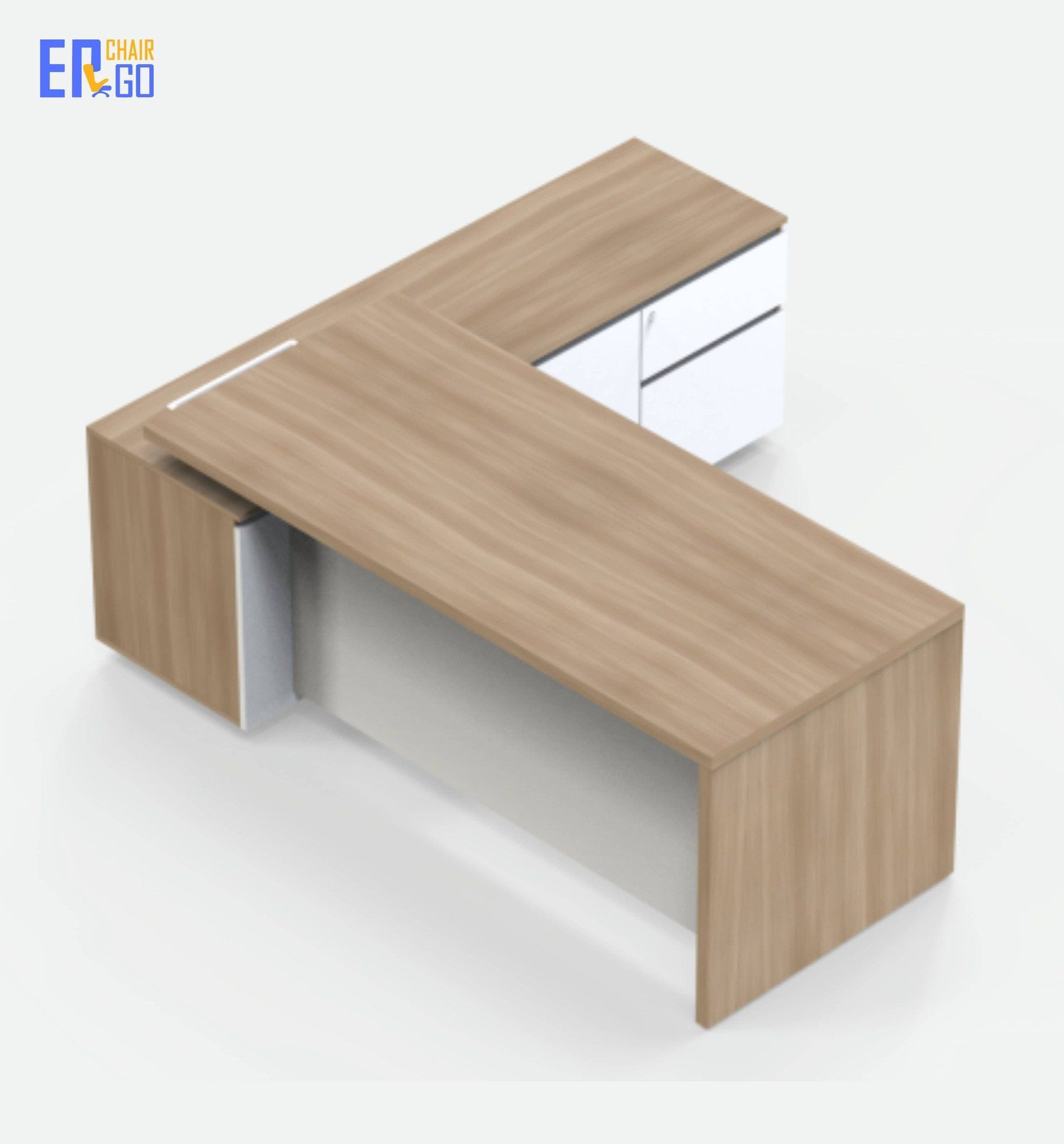  Bàn lãnh đạo liền tủ E-Woodie BGD01-2018 (Bàn 2000x800x750 mm, Tủ 1800x450x630 mm) 