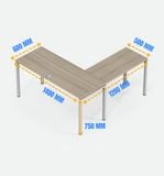  Bàn chữ L E-Square BTP01-1412 (W1400/1200 x D600/500 x H750mm) 