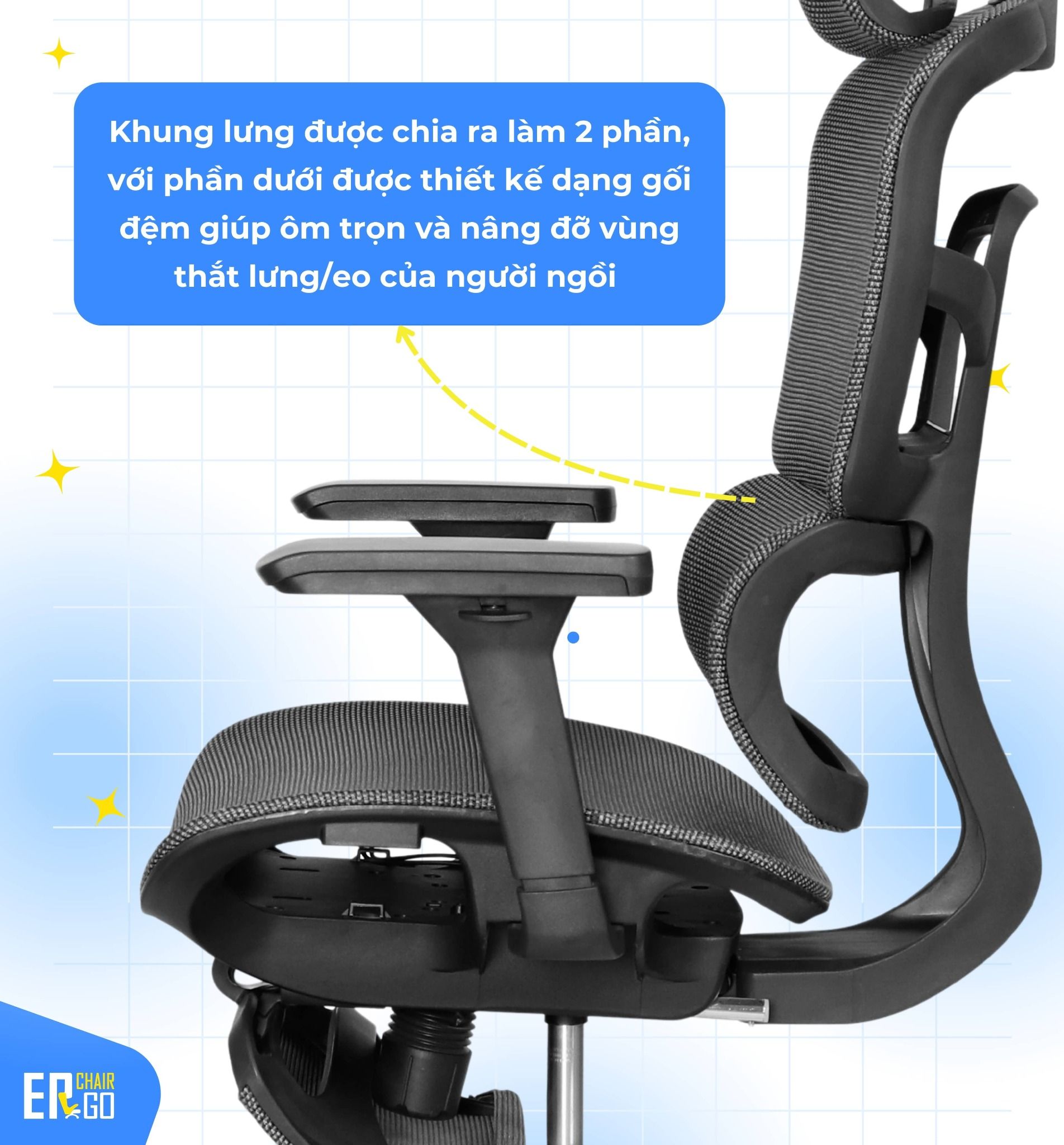  Ghế Công Thái Học Sẵn Gác Chân EA01 