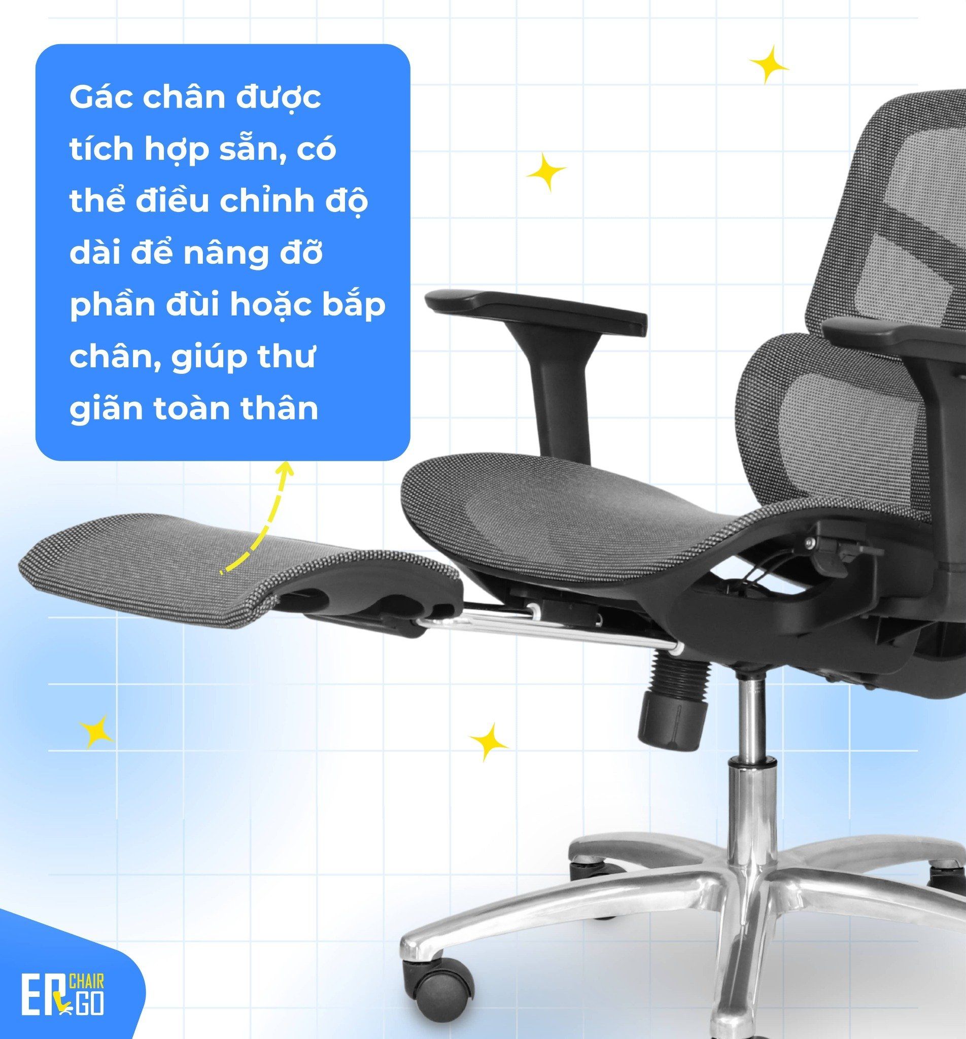 Ghế Công Thái Học Sẵn Gác Chân EA01 