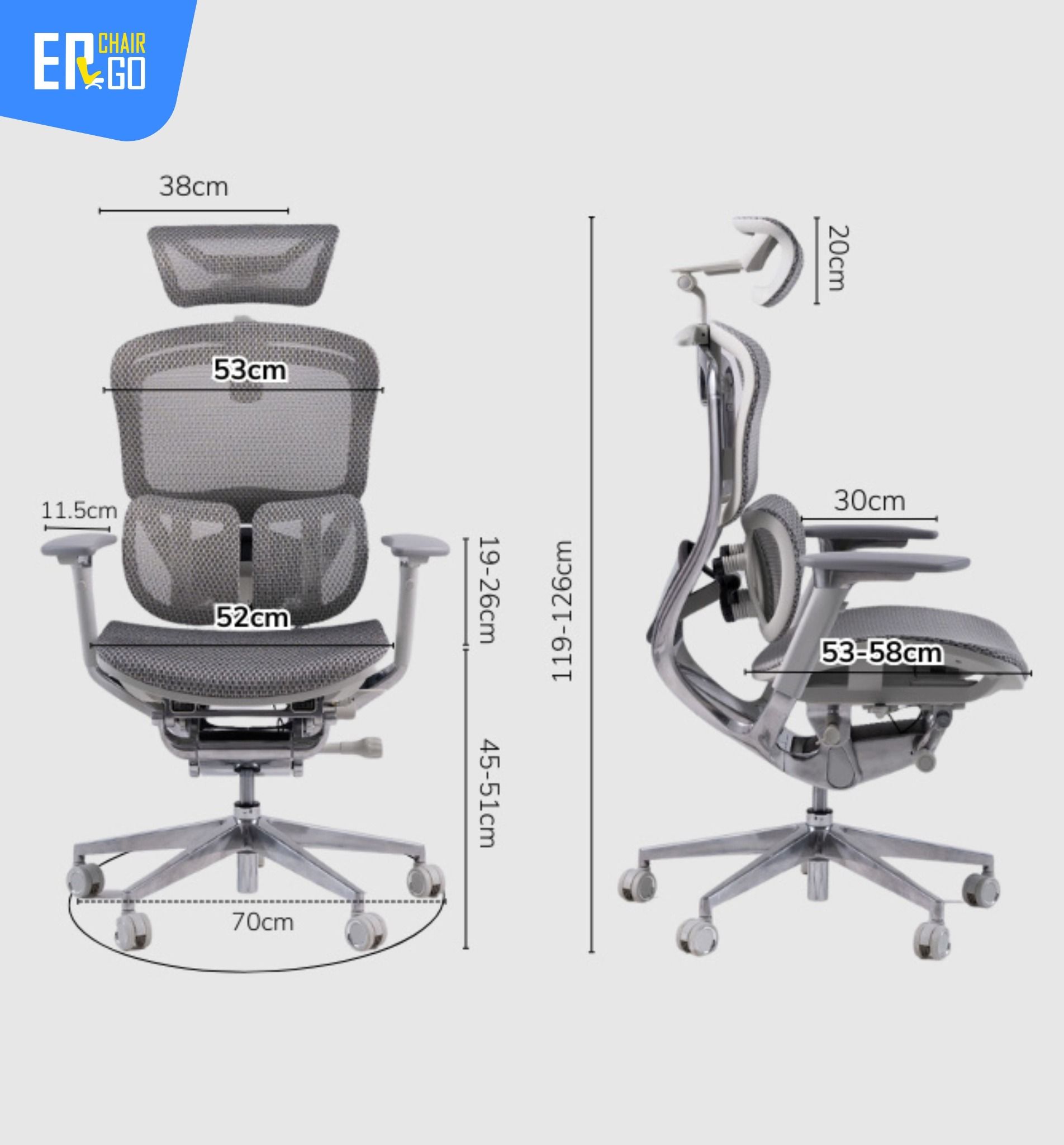  Ghế Công Thái Học Gami Crom bản Pro (tùy chọn gắn thêm gác chân) 