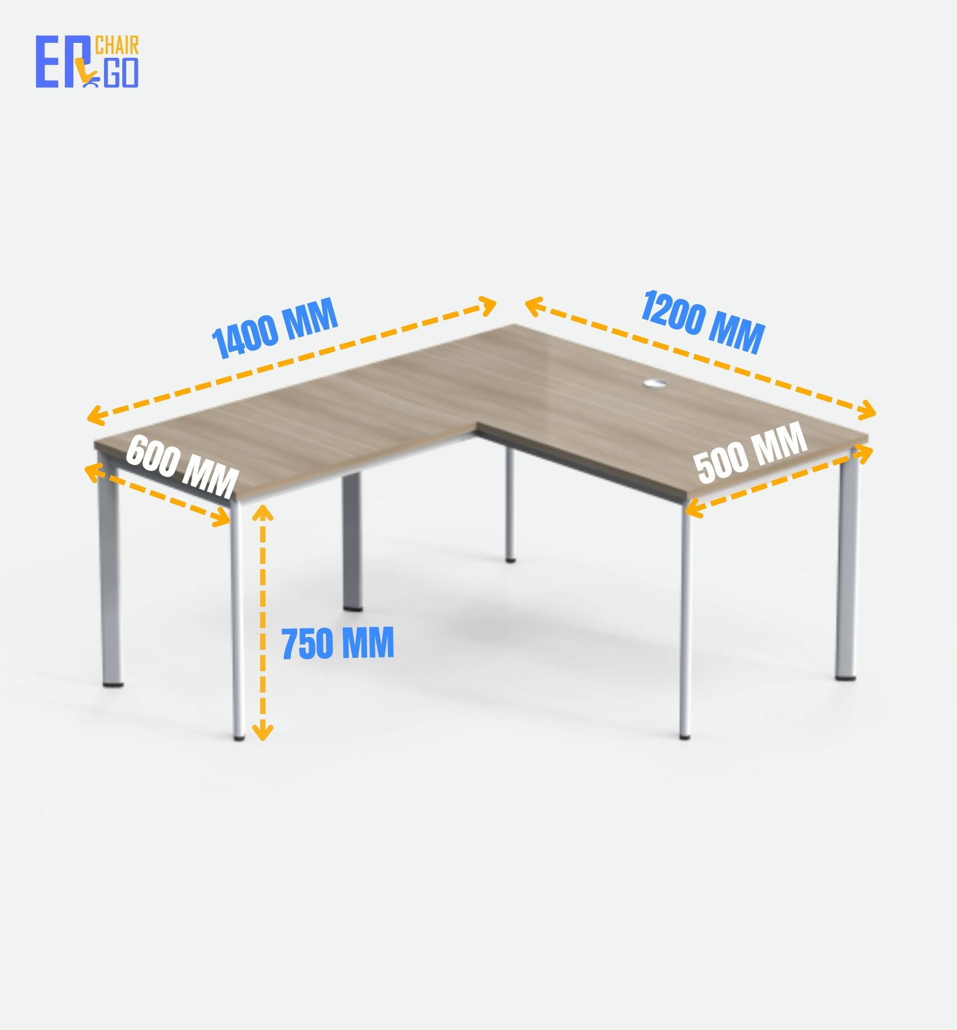  Bàn chữ L E-Ovani BTP03-1412 (W1400/1200 x D600/500 x H750mm) 