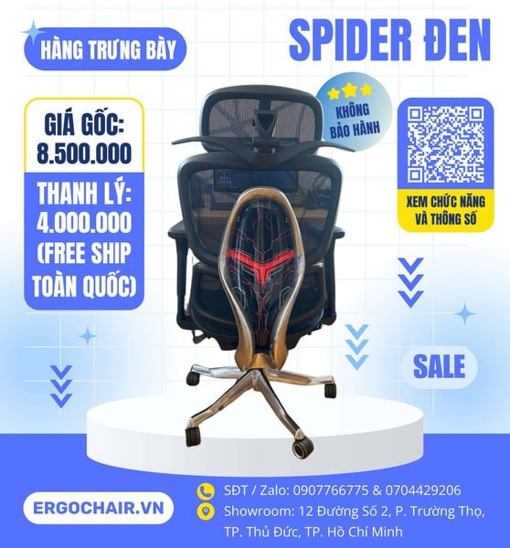  [SOLD] Ghế công thái học Spider Ergonomic Chair màu Đen 