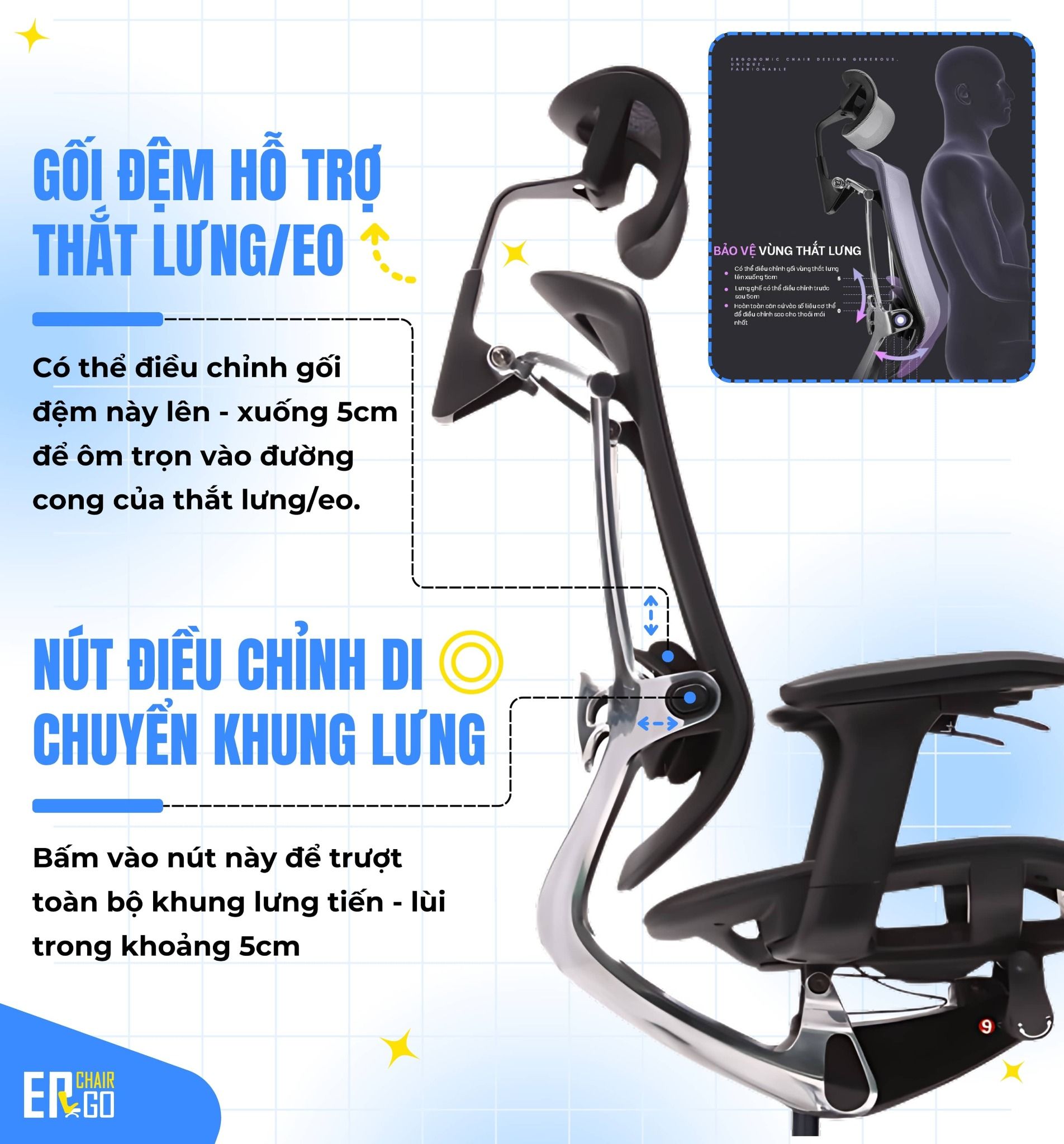  Ghế Ergonomic Công Thái Học Marrit Xám Bản 5D 2023 (Tặng Phụ Kiện Mắc Áo) 