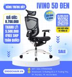  [SOLD - Hàng trưng bày thanh lý] Ghế Ergonomic Công Thái Học Ivino Đen  - Tay cầm 5D 