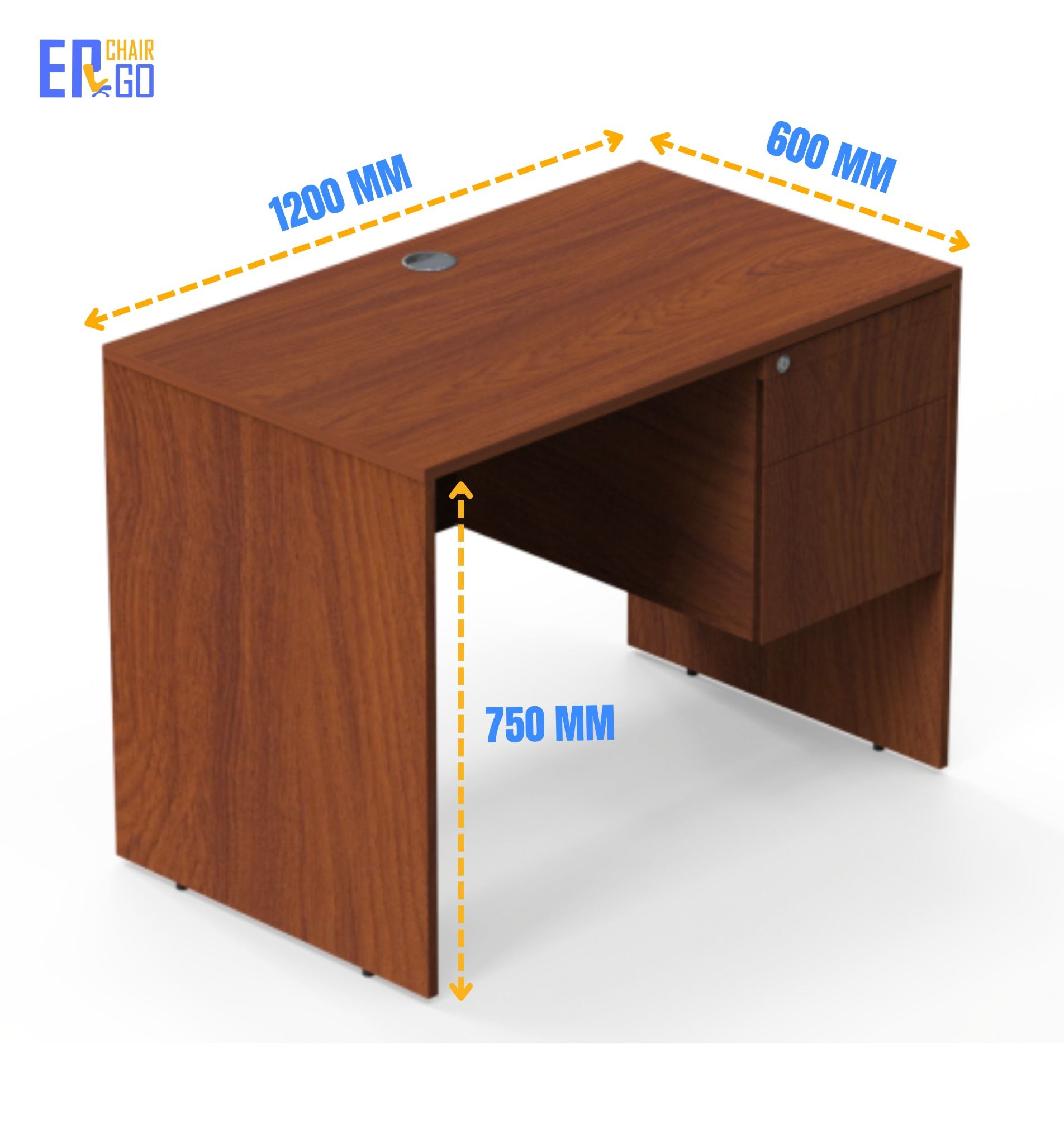  Bàn văn phòng đơn E-Woodi có hộc BDWH-1206 (1200x600x750 mm) 
