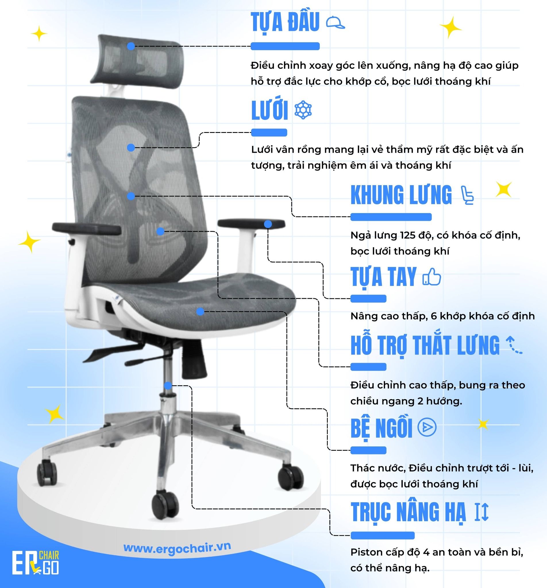  Ghế Công Thái Học Yushi Butterfly Ergonomic Chair 