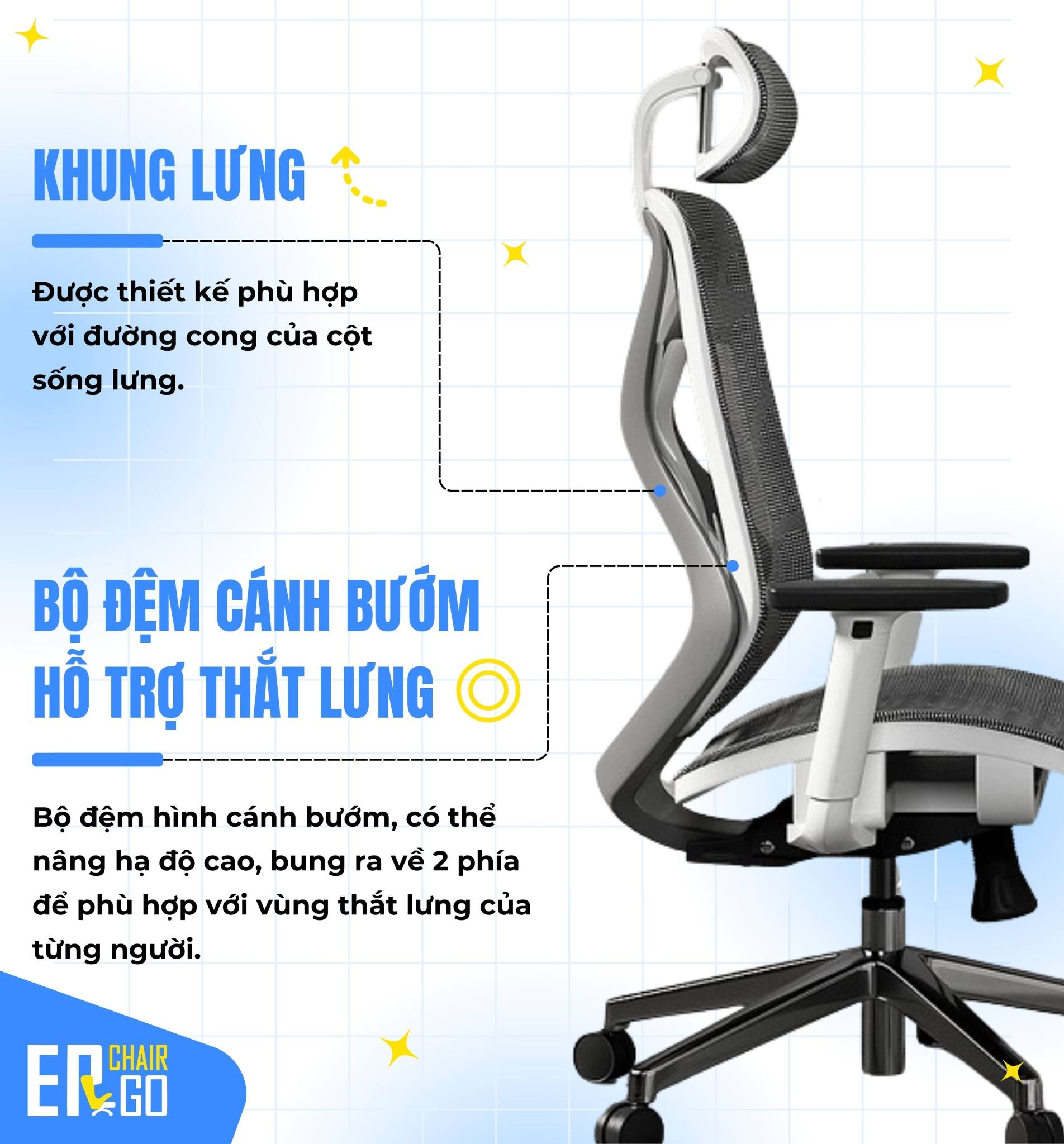  Ghế Công Thái Học Yushi Butterfly Ergonomic Chair 