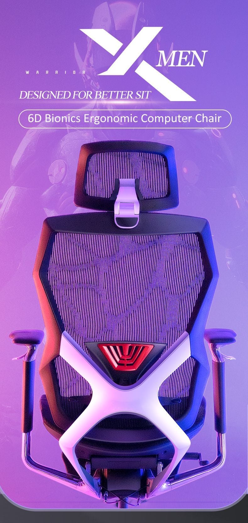  Ghế Công Thái Học Ergonomic X-Men Xeno Màu Đỏ (Có kê chân) 