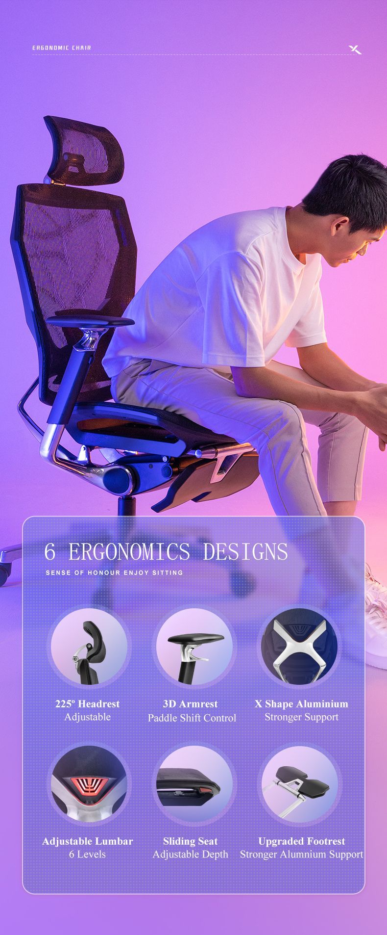  Ghế Công Thái Học Ergonomic X-Men Xeno - Màu Đen (Có kê chân) 