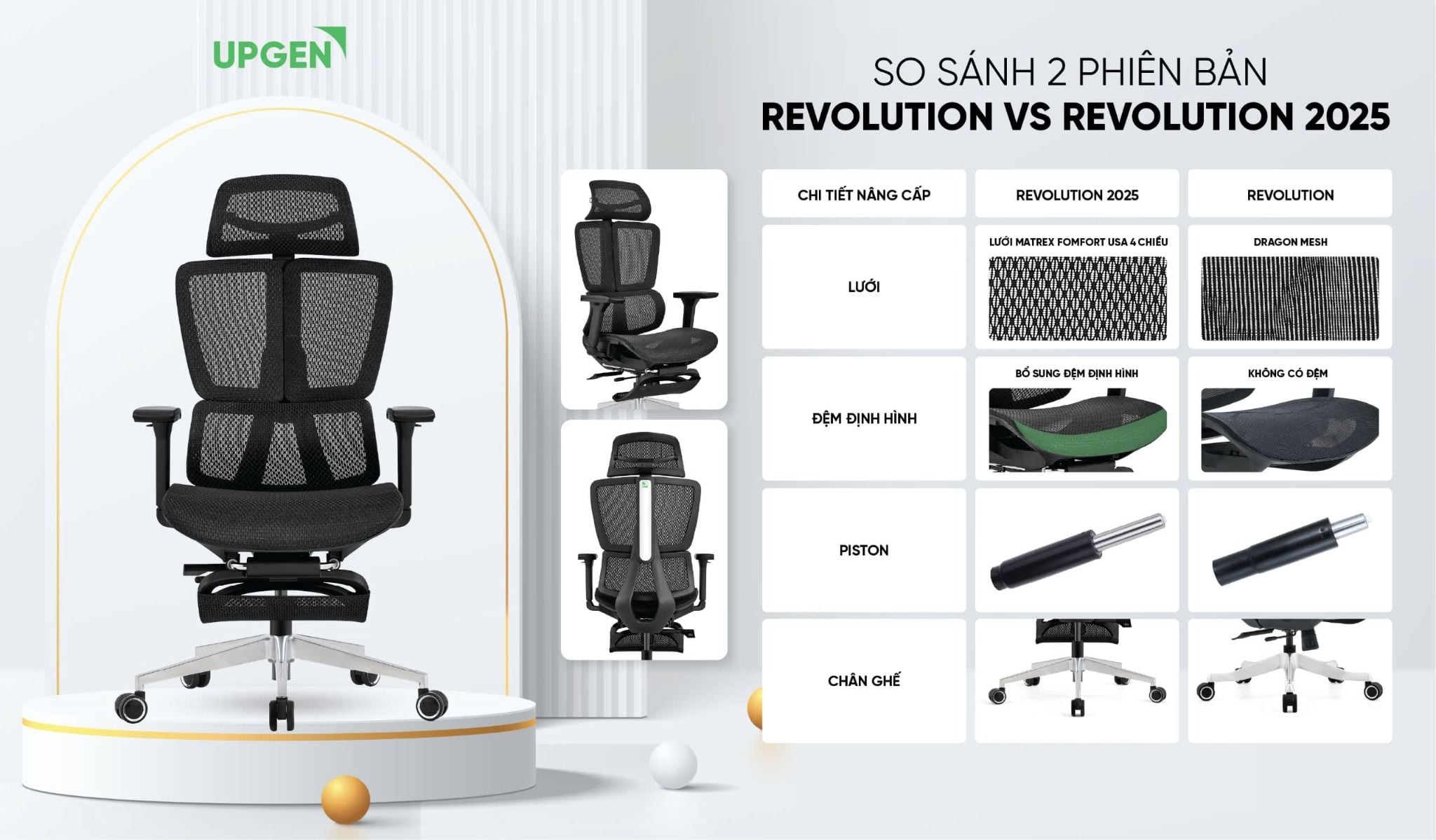  Ghế Công Thái Học UpGen Revolution bản nâng cấp 2025 