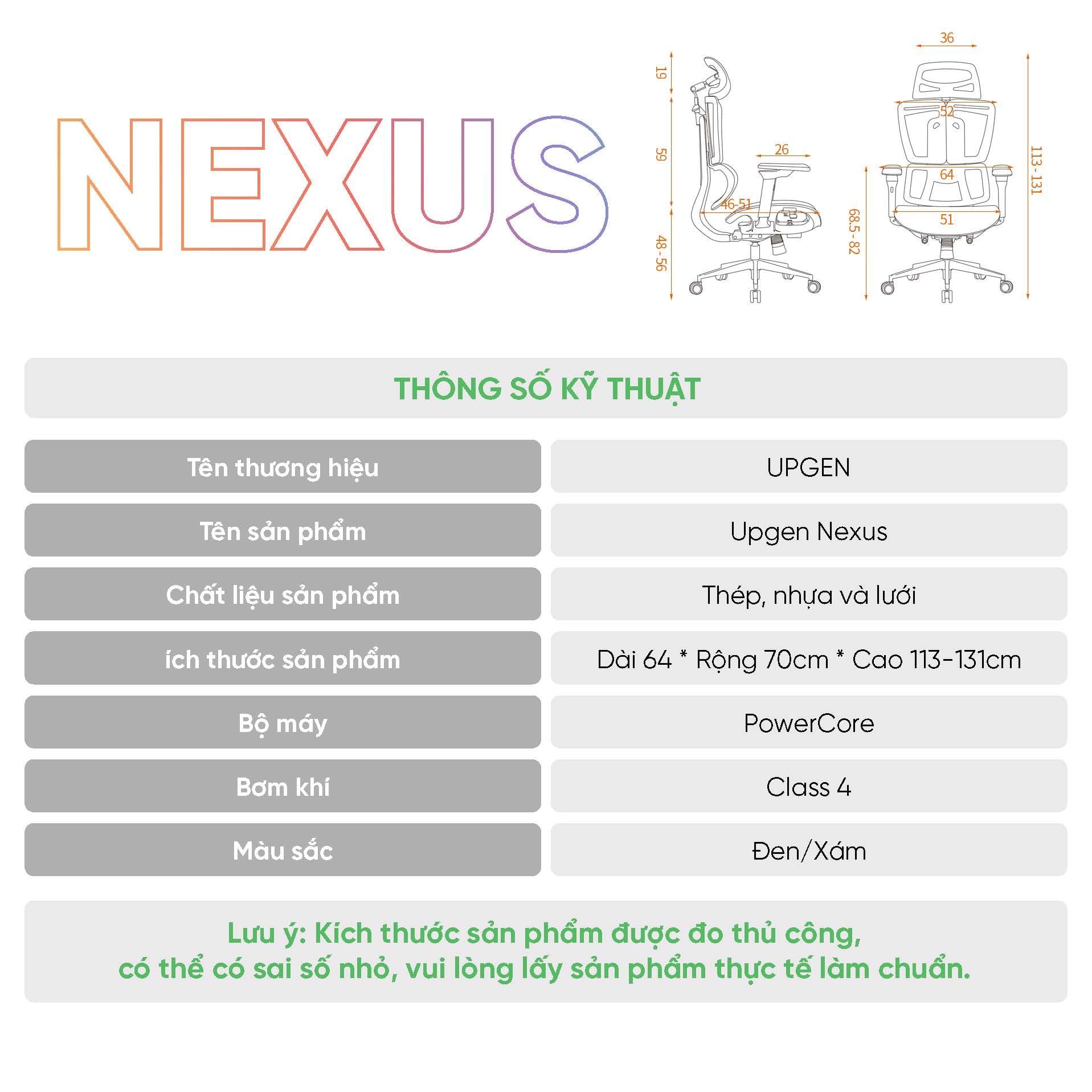  Ghế Công Thái Học UpGen Nexus 2025 