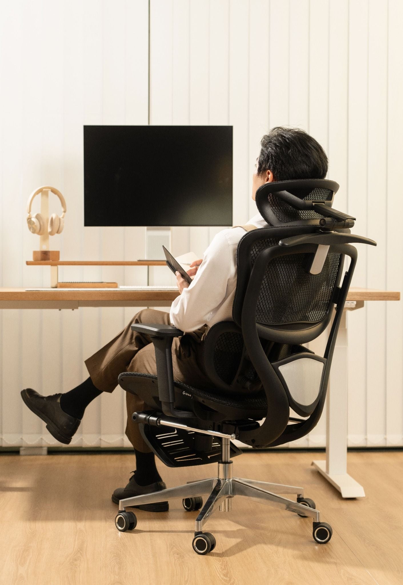  Ghế Công Thái Học Gami Crom bản thường màu All Black (tùy chọn gắn thêm gác chân) 