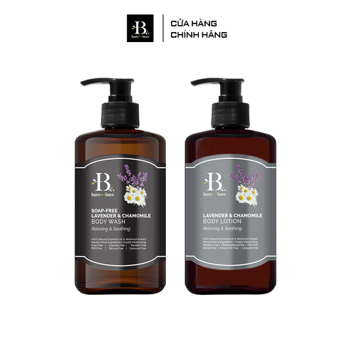 Bộ Gel tắm + Sữa dưỡng thể Cao cấp Bare For Bare - Lavender & Chamomile 300ml x2