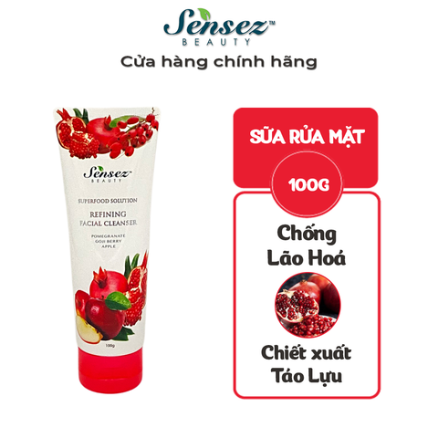 Sữa Rửa Mặt Chống Lão Hóa Táo Lựu Sensez Beauty Sữa Rửa Mặt Cấp Ẩm Cho Da Khô - Tuýp 100g