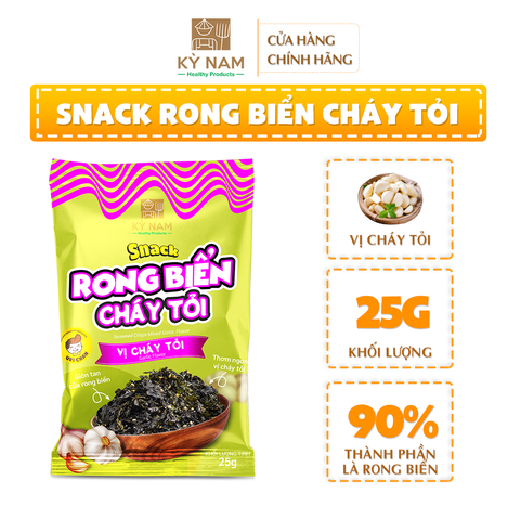 Snack rong biển cháy tỏi Kỳ Nam rong biển ăn liền vị cháy tỏi 25g