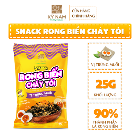 Snack rong biển cháy tỏi Kỳ Nam rong biển ăn liền vị trứng muối 25g