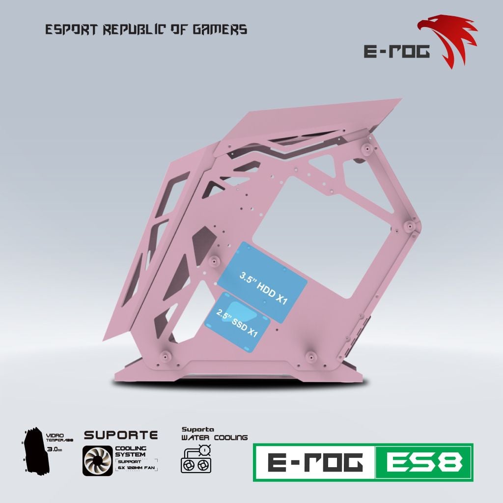 Case Gaming ES8 ROG PINK ( CÓ SẴN 6 FAN RGB )