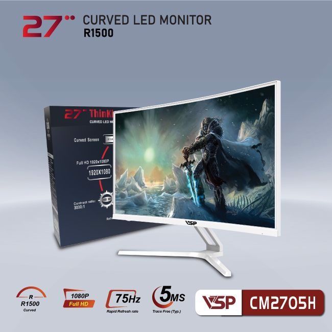 Màn hình VSP 27inch CONG 75Hz ( CM2705H ) - WHITE