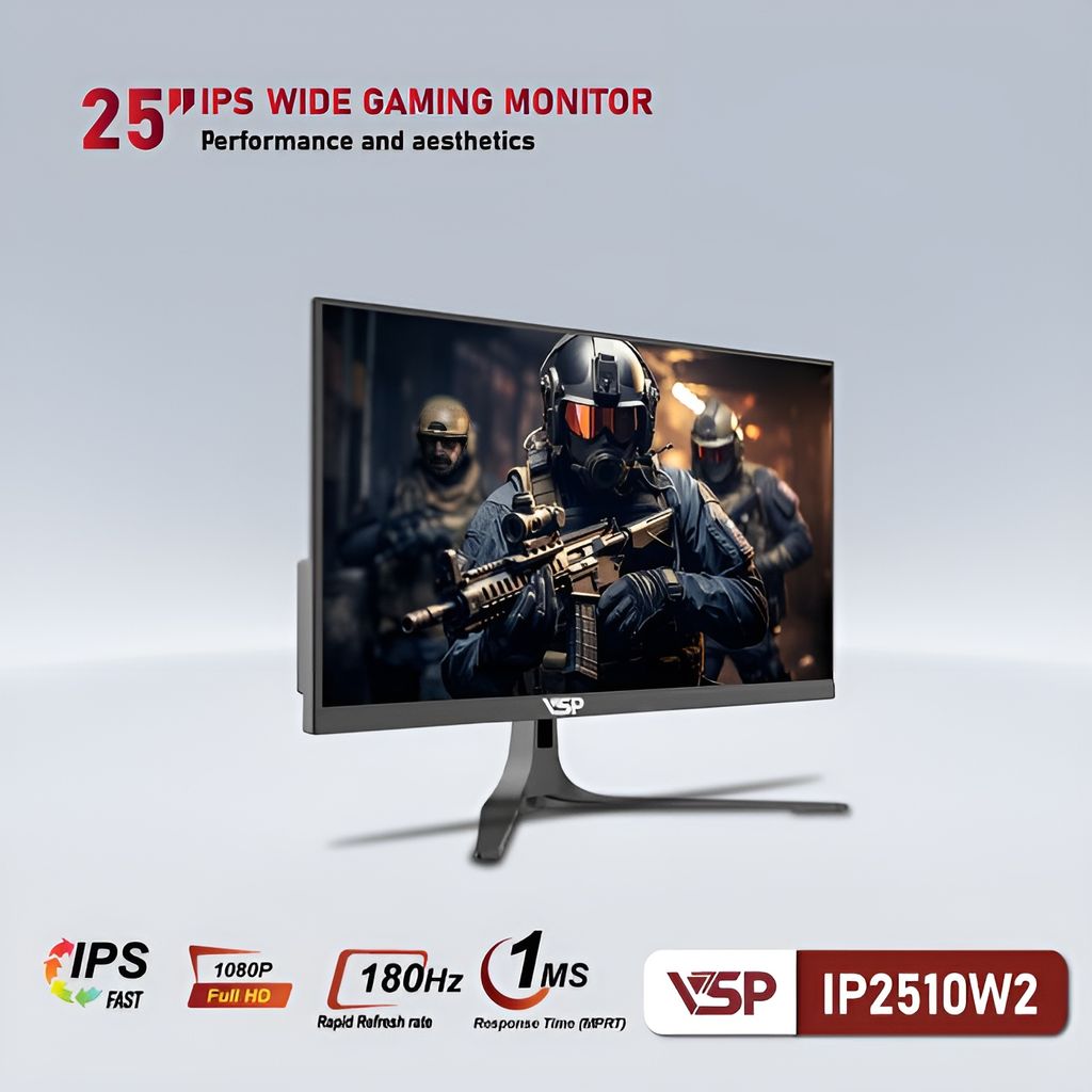 Màn hình VSP IP2510W2 25inch Full HD Fast IPS 200Hz 1ms phẳng Đen