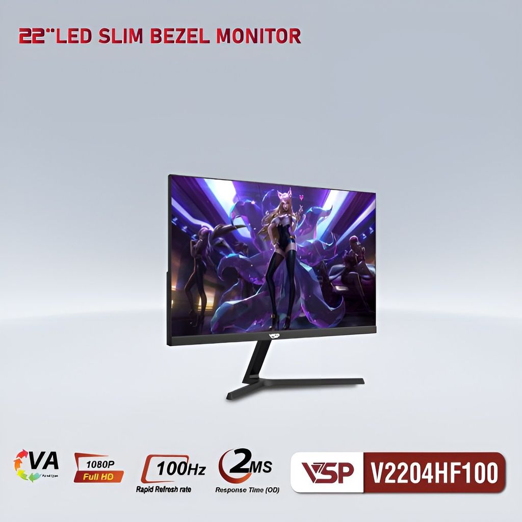 Màn hình VSP V2204HF100 22inch Full HD VA 100Hz 2ms phẳng Đen