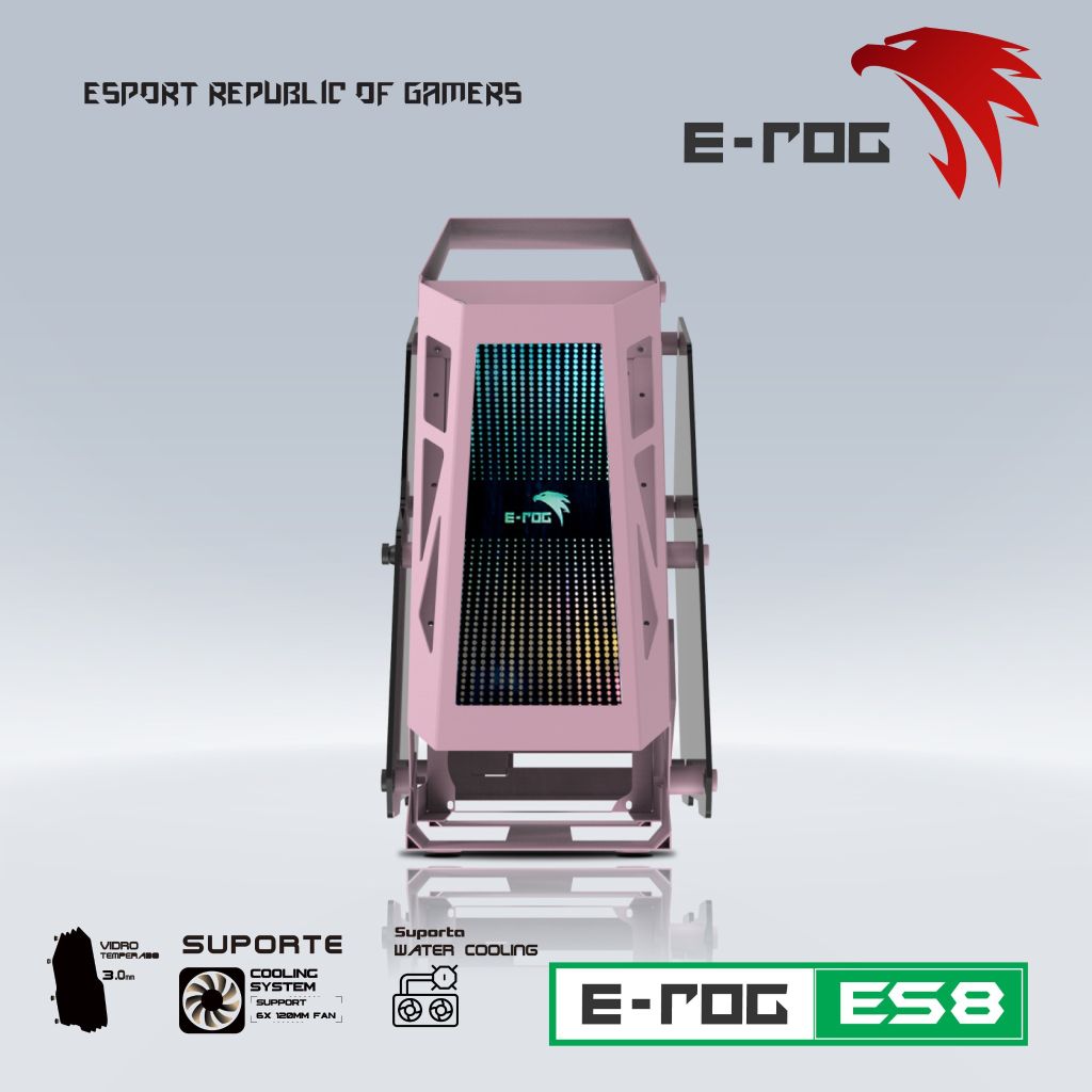Case Gaming ES8 ROG PINK ( CÓ SẴN 6 FAN RGB )
