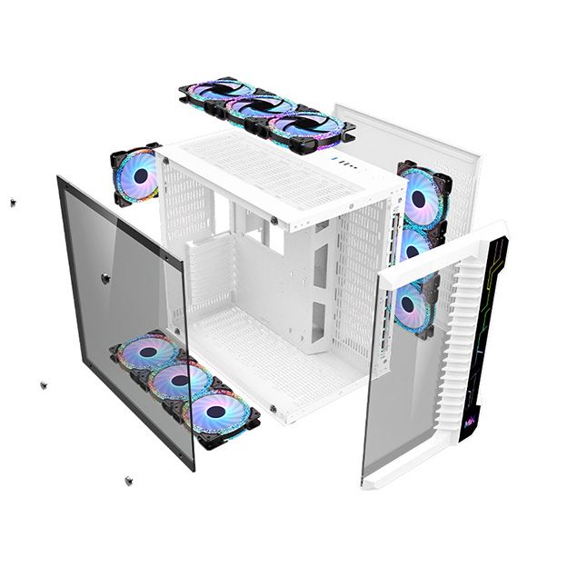 Case mik LV07 White Gaming NEW LED RGB