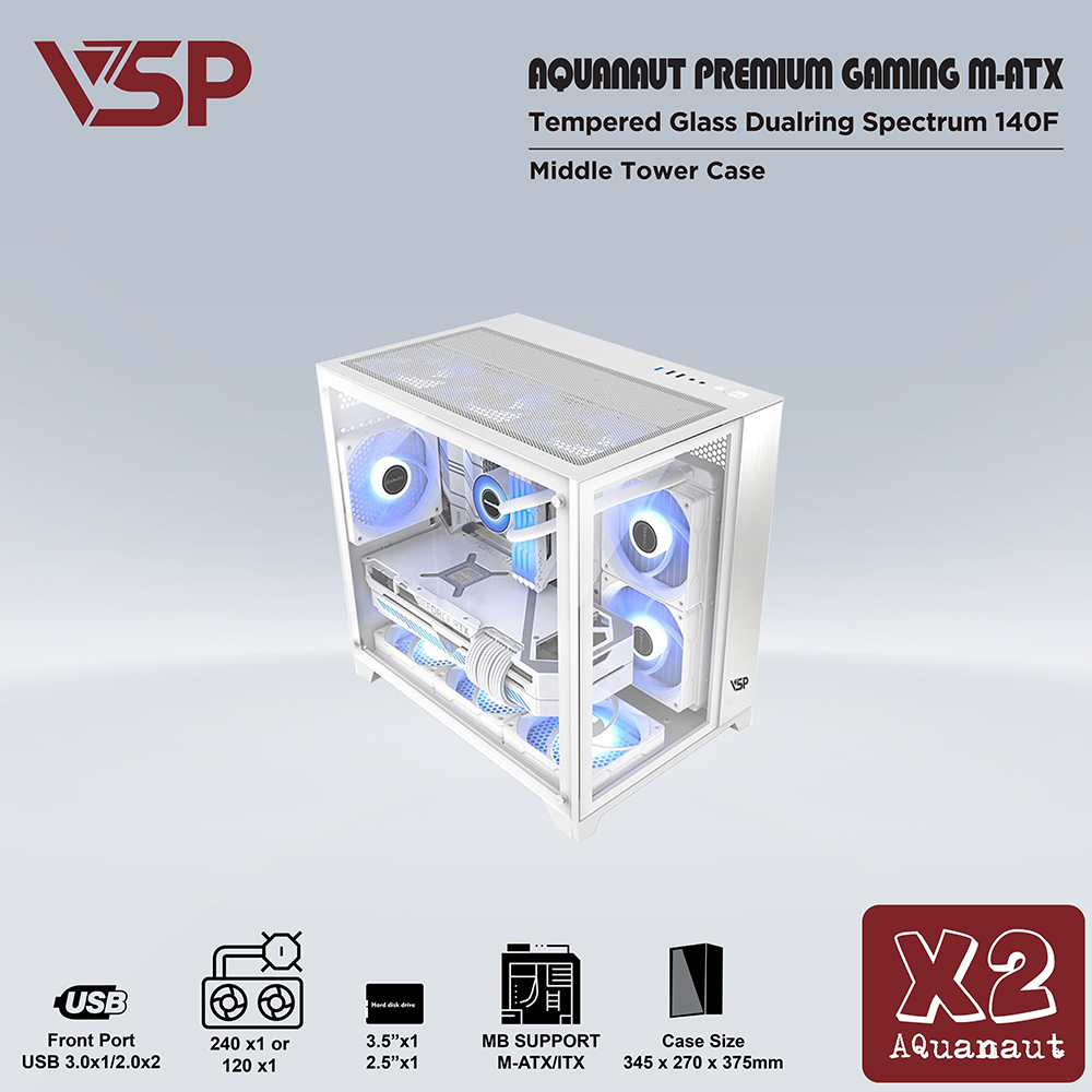 CASE VSP AQUANAUT X2 WHITE GAMING