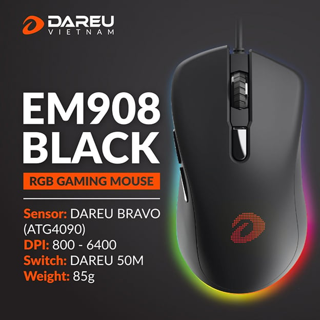 Chuột Gaming Dareu EM908 Black