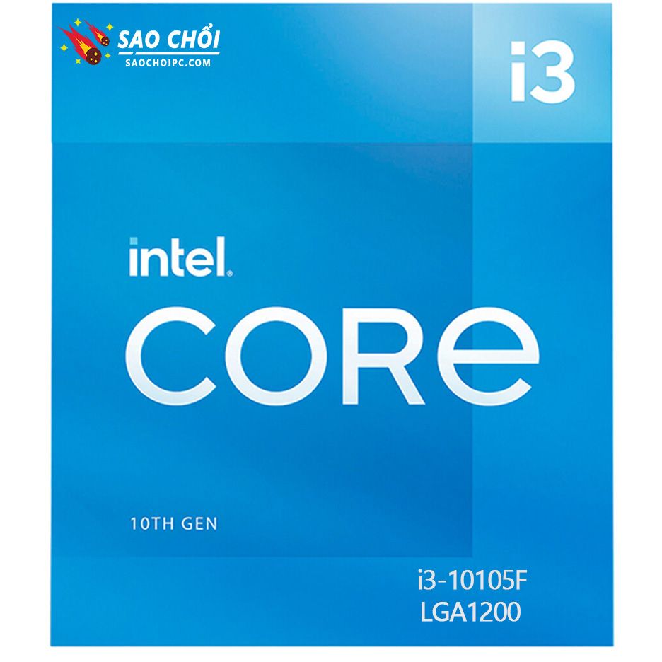 CPU Intel Core i3 10105F Box Hãng (3.70 Up to 4.40GHz, 6M, 4 nhân 8 luồng ) - ( BX8070110105F ) 