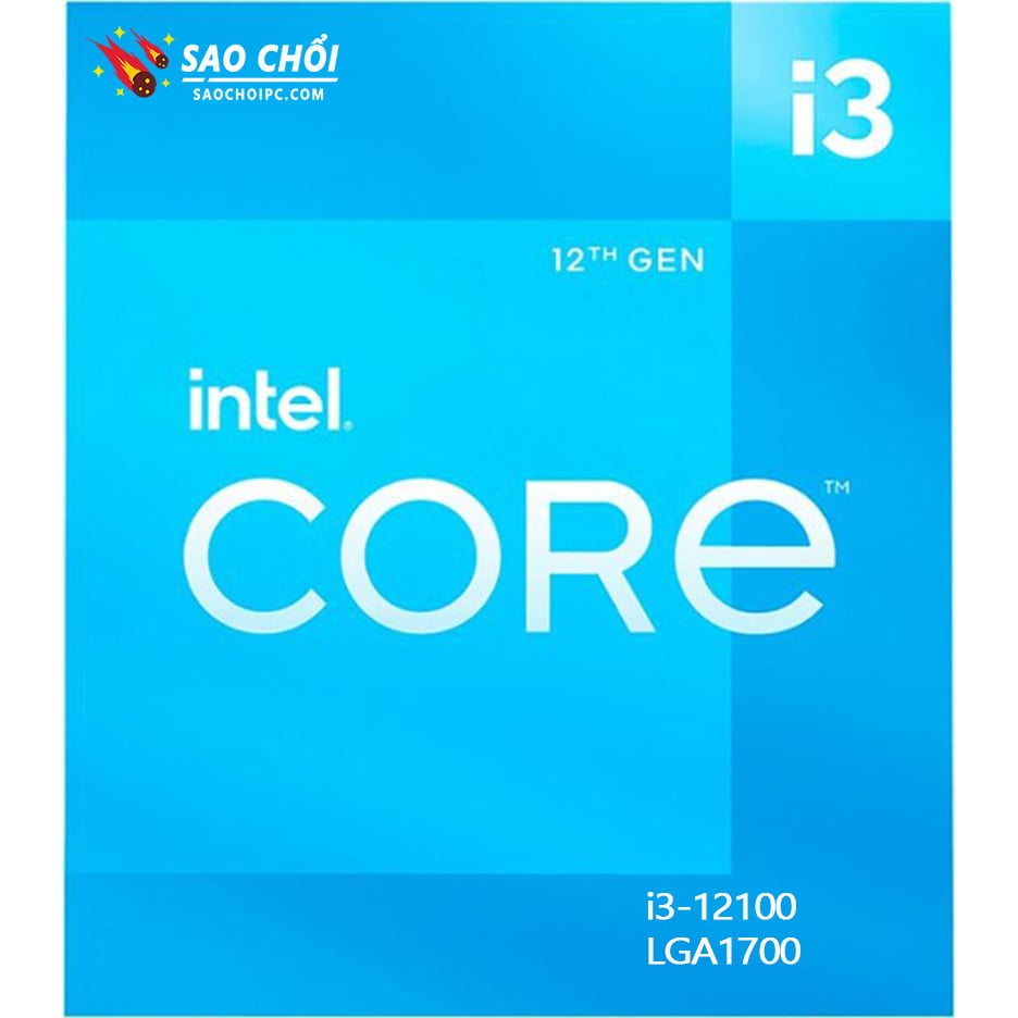 CPU Intel Core i3 - 12100 Tray (3.3GHz turbo up to 4.3GHz, 4 nhân 8 luồng, 12MB Cache, 58W)- Socket Intel LGA 1700