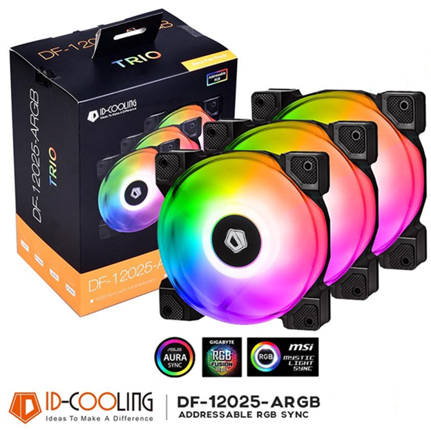 KIT 3 FAN CASE ID-COOLING DF-12025-ARGB TRIO 3pcs Pack ( 3 quạt) - (ID-FAN-DF-12025-ARGB-TRIO)